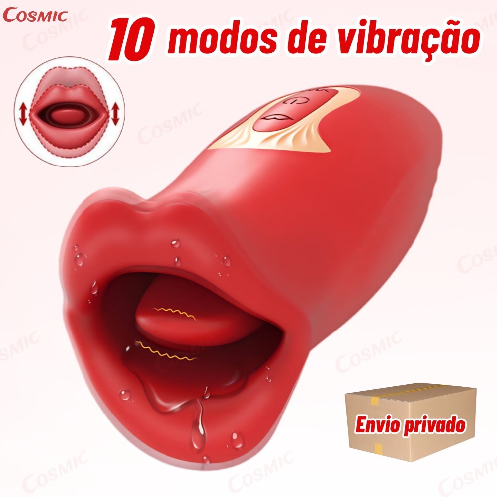 Vibrador De Sucção De Clitóris Estimulador De Língua De Ponto G Com Formato De Boca Móvel-CO