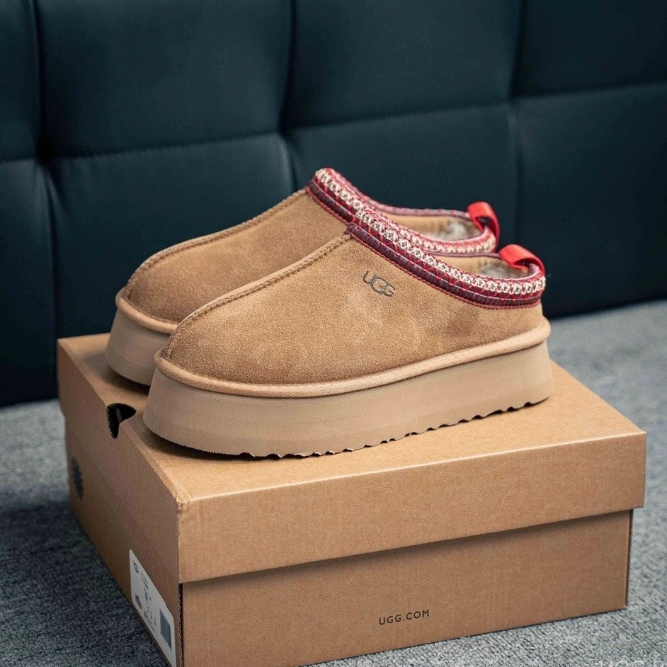 2026 Botas De Neve Femininas Plataforma Clássica Mule Slides Étnico Tecido Guarnição Quente Pele Forrado Sapatos De Casa