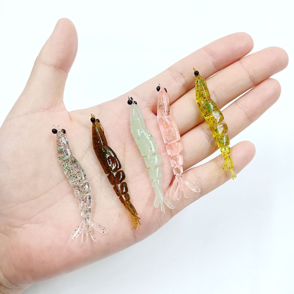 DUODUOYU 10 Pcs 1.3g/58mm Camarão Macio Silicone Iscas De Pesca Multi-Jointed Isca Equipamento Artificial