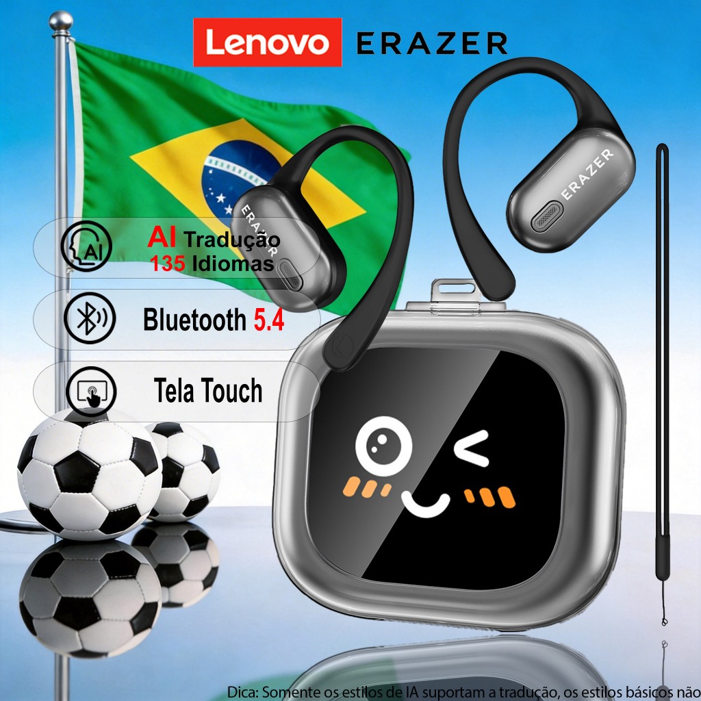 ERAZER XF38 Al Smart Real-Time Tradução Fone De Ouvido Sem Fio Bluetooth 5.4 Com Display LED 30H Bateria Microfon