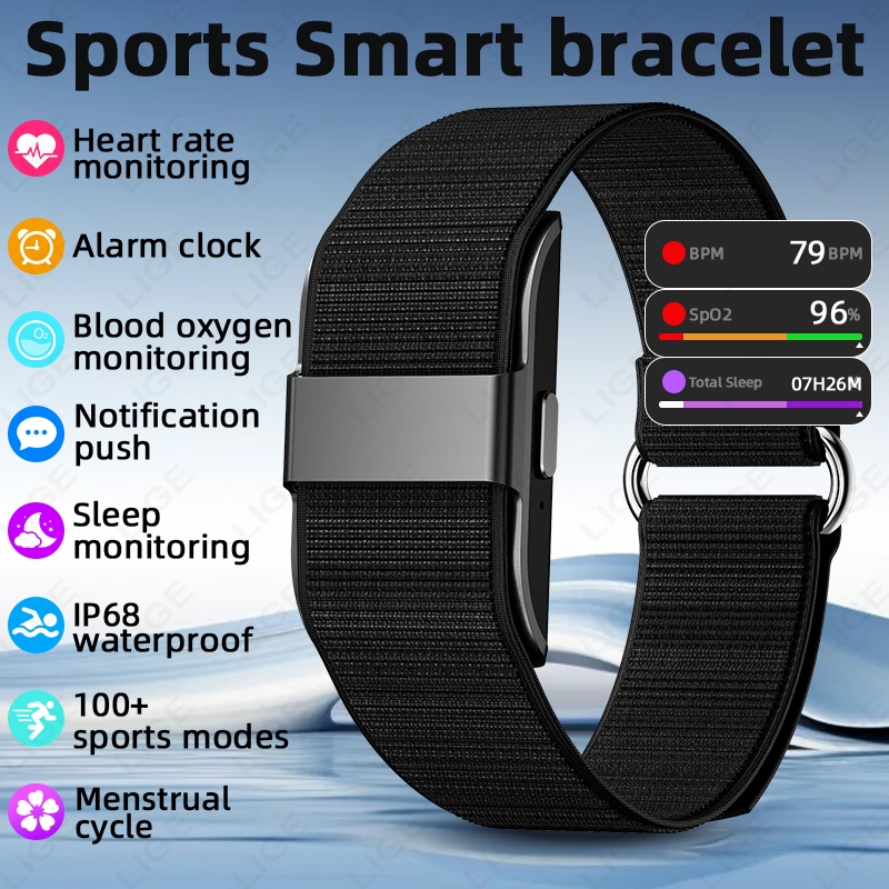 LIGE Pulseira Inteligente Sem Tela Esportes Masculinos Ao Ar Livre Fitness Monitor De Freqüência Cardíaca IP68 À Prova D em Oferta na Shopee