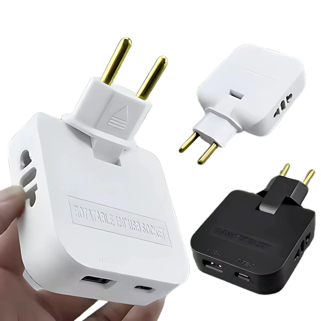 Tomada Adaptador Benjamin Dobrável 20A com 04 Entradas Duplo USB 20A