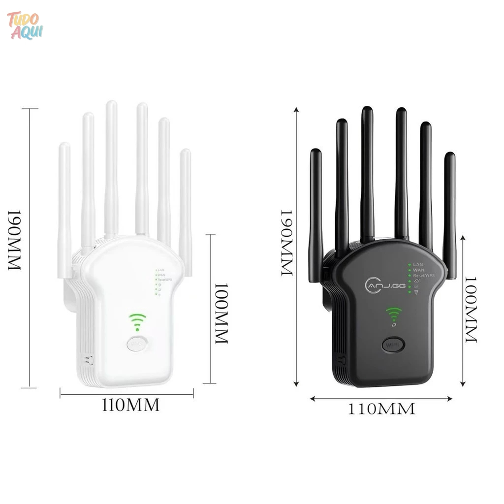 Repetidor Wifi 2800m 6 Antenas Roteador Amplificador De Sinal Modem 1200MBPS TUDO