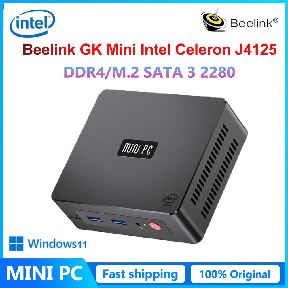Beelink GK MINI Intel Celeron J4125 Windows 11 PC DDR4 WIFI BT4.0 1000M LAN Desktop Gamer Computador