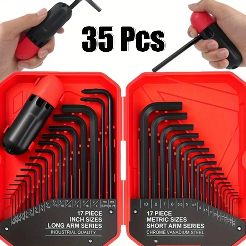 Kit Chave Torx e Allen 35 Peças Aço Cromo Vanadium Reforçado Ferramenta Mecânica