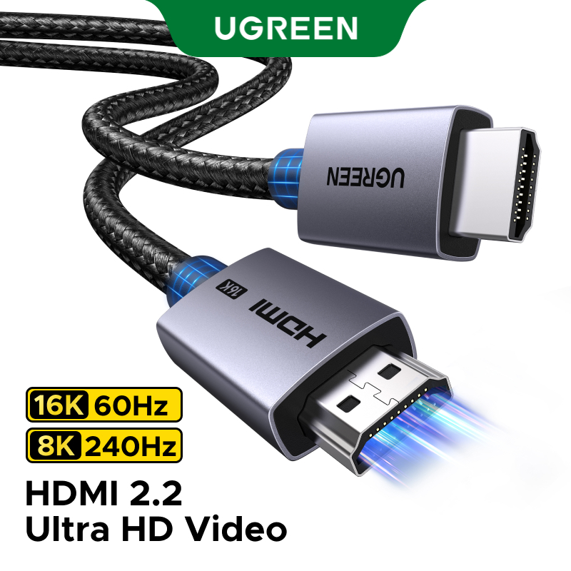 Cabo HDMI 16K 2.2 Ultra Alta Velocidade 96 Gbps UGREEN , Revestimento De Alumínio + Design Trançado , Para Laptop/Projet