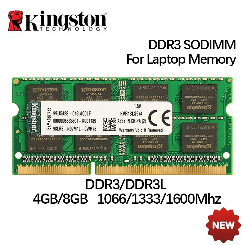 Kingston Memória Notebook DDR3 DDR3L 4GB 8GB 1066/1333/1600MHz 1.35V 1.5V PC3 SODIMM RAM