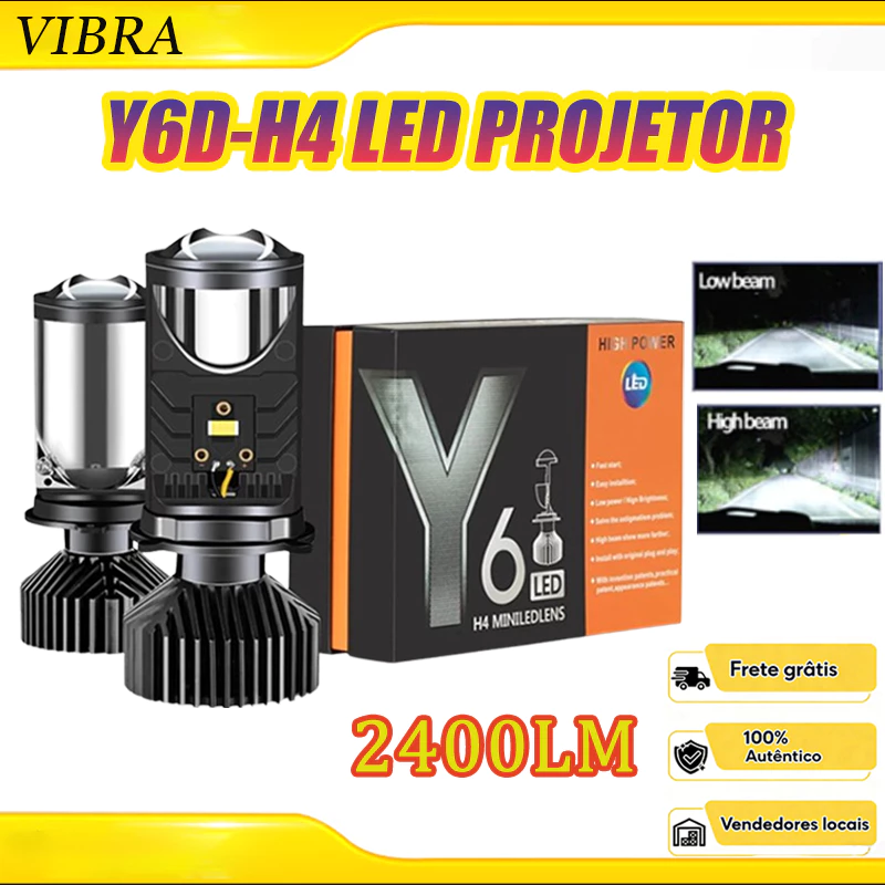 2 Pcs 24000LM Ônibus H4 LED Mini Projetor Kit De Conversão De Farol De Lente De Carro Hi/Lo