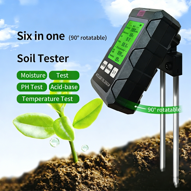 Digital 6 Em 1 Testador De Umidade Do Solo Medidor De PH Fertilidade Temperatura Detector Luz Solar Monitor Ambiente Par