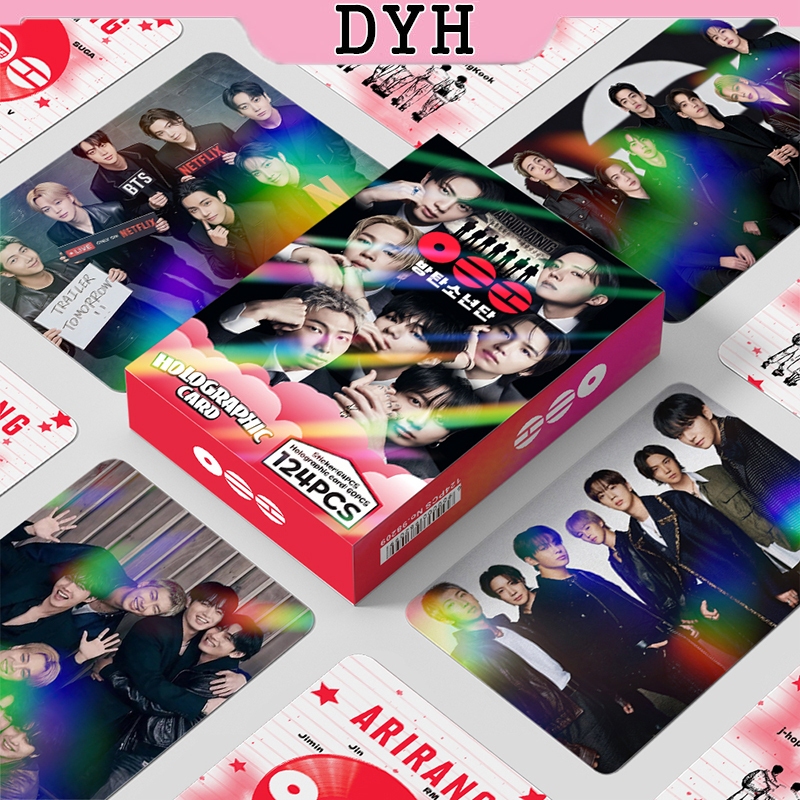 124 Pçs/Caixa BTS Photocards JUNGKOOK Cartão LOMO Holográfico V SUGA JIN Adesivo De