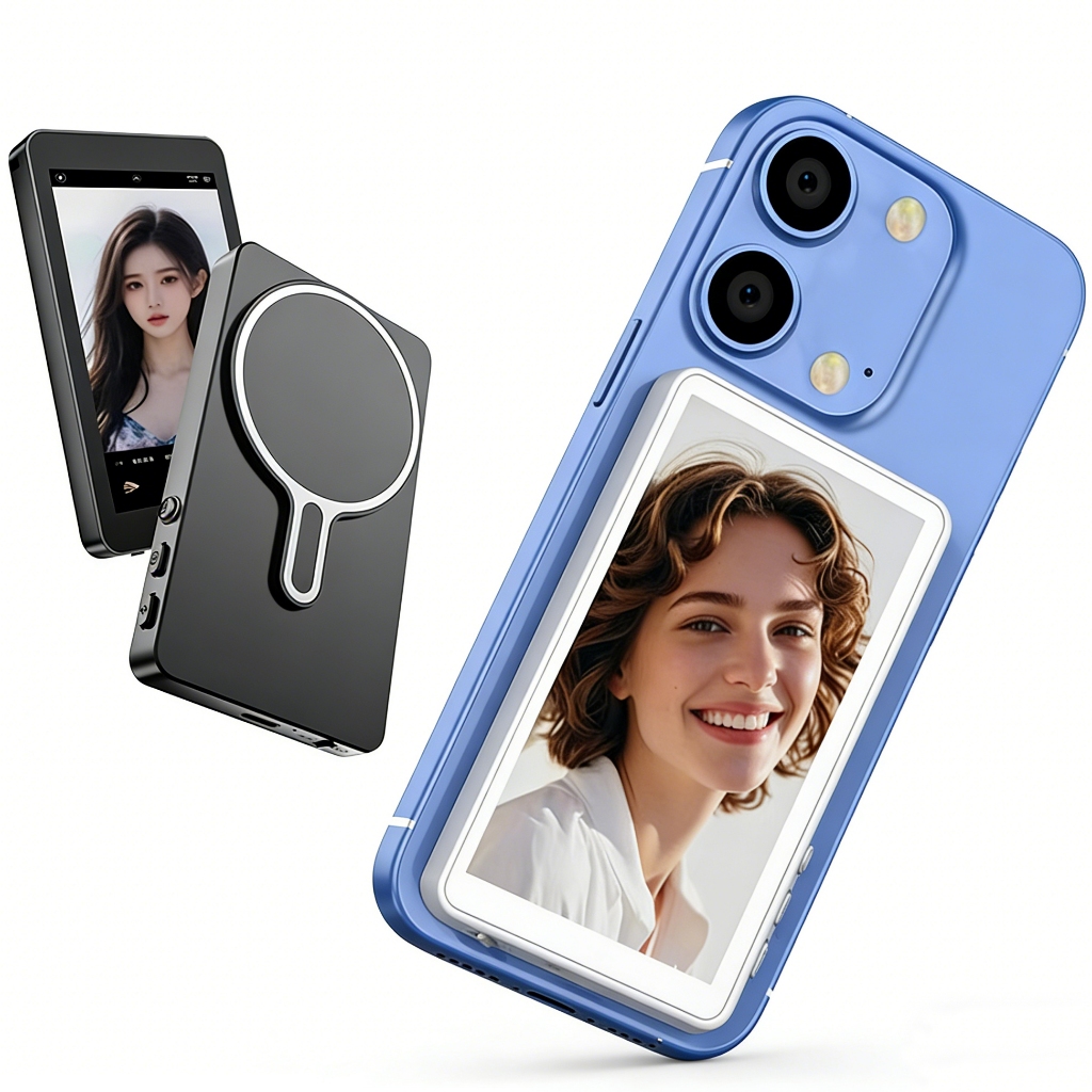 Tela Magnética Do Monitor De Selfie Telefone , De Transmissão Ao Vivo Da Câmera Traseira Para O Sem Fio Vlog