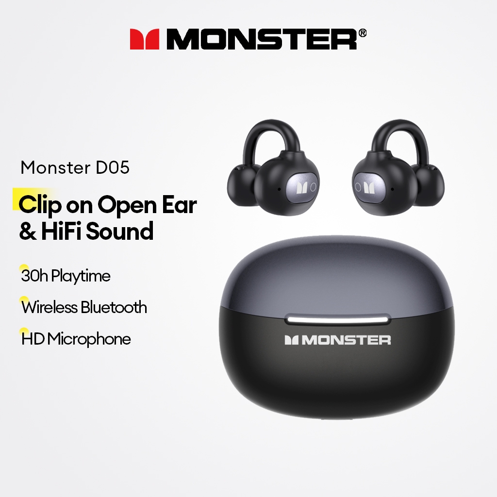 Monster D05 Fones De Ouvido Bluetooth Sem Fio Clip-on Open-Ear Com Som HiFi E 30