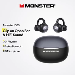 Monster D05 Fones De Ouvido Bluetooth Sem Fio Clip-on Open-Ear Com Som HiFi E 30 Horas De Reprodução