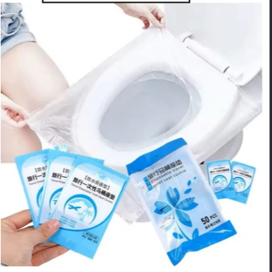 50 Protetores Assento Sanitário Descartável Plástico Privada Folha Forro Bacia Banheiro Público Kit