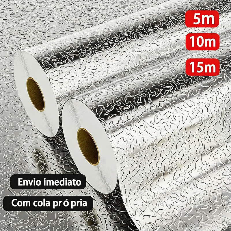 5/10/15 Metros Papel De Alumínio Rolo Adesivo 3D Prova Da Agua Para Cozinha Adesivo Impermeável em Oferta na Shopee