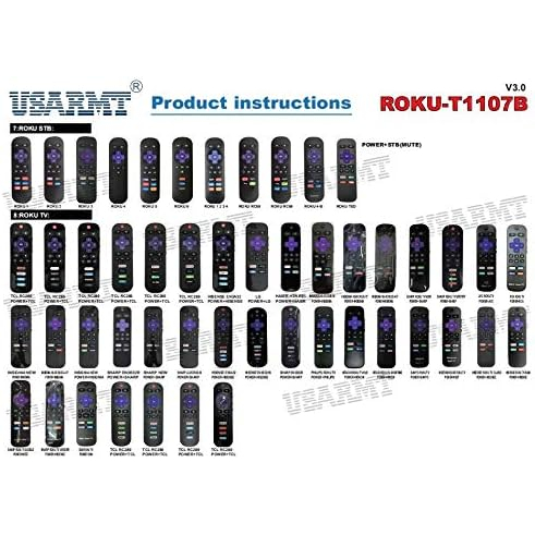 Controle Remoto Usarmt-roku-t1107b Todas As Tvs Adequado Modelos TCL , LG , Onn , Sharp , Philips , Hisense , JVC ,