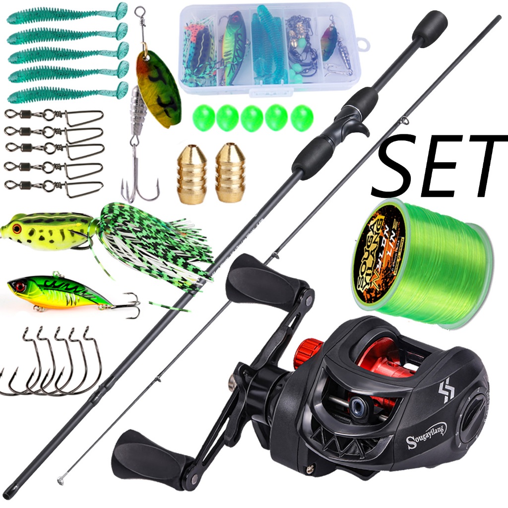 Sougayilang Conjunto Completo De Vara De Pesca De Fundição De 1.8 M 5-10LB 7.2 : 1 UL Carbono Arraste Máximo 10 Kg