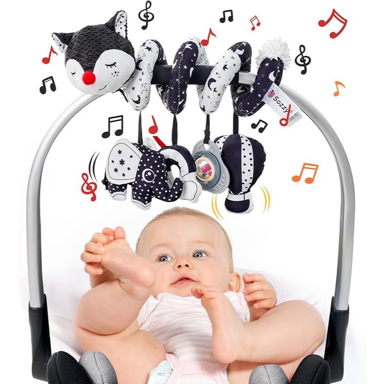 Brinquedo de Carrinho Bebê Móbile Espiral Contraste Preto e Branco Montessori Estímulo Visual Envio Imediato