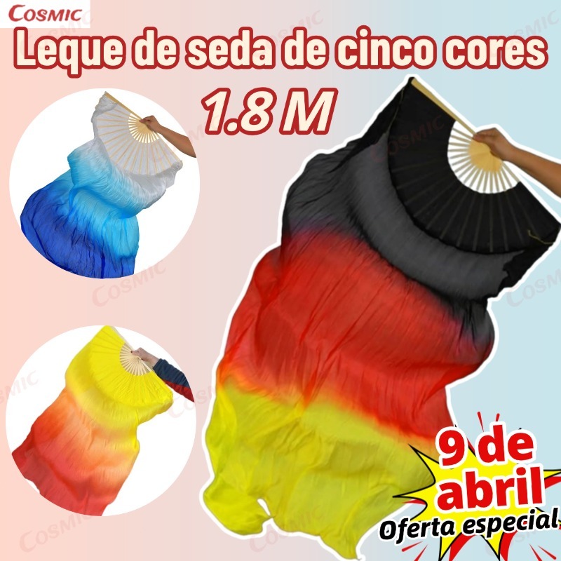 Kit4/2/1 Fan Véu Leque Dança Do Ventre Cigana Poliéster 1.8M Persiana de bambu e leque de seda Material confortável