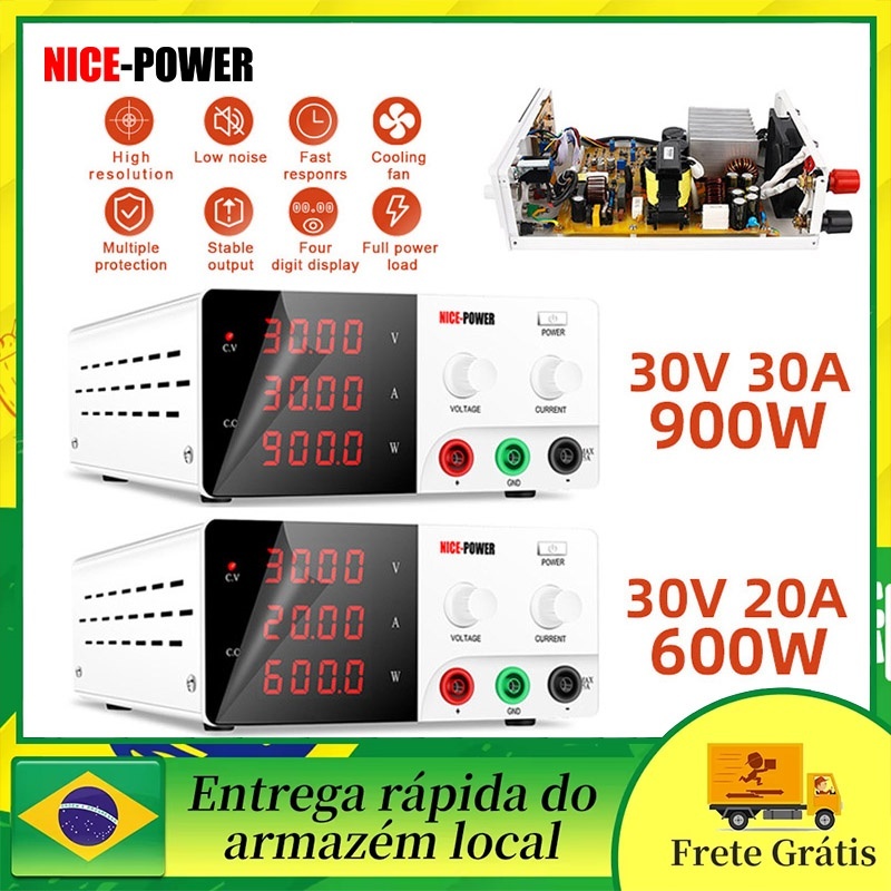 Fonte de Alimentação 30V30A900W DC Ajustável Banco de Laboratório Estabilizado Regulador de Tensão Alta Fonte de Energia