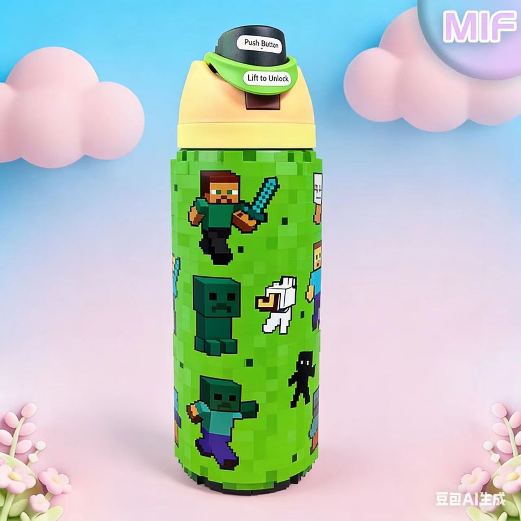 960ml ow MC World Garrafa De Água Copo Isolado Grande Capacidade Esportiva A Vácuo De Camada Dupla , Ao Ar Livre Com Alç