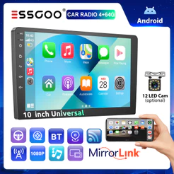 (Envio De São Paulo) ESSGOO 10 Polegadas 2 Din Car Multimedia MP5 Player Android 14 Estéreo Para Carro Com GPS BT