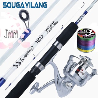 Conjunto De Carretel De Vara De Pesca Sougayilang Portátil De 2 Seções Com Engrenagem 6BB 5.2 : 1 Combos De Alta Velocid