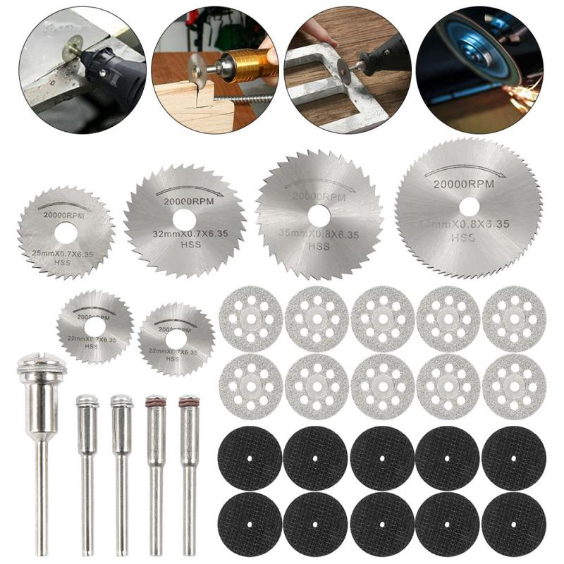 Kit 30 Peças Mini Acessórios Conjunto Circular Lâmina De Serra Disko De Corte 5 Mandril