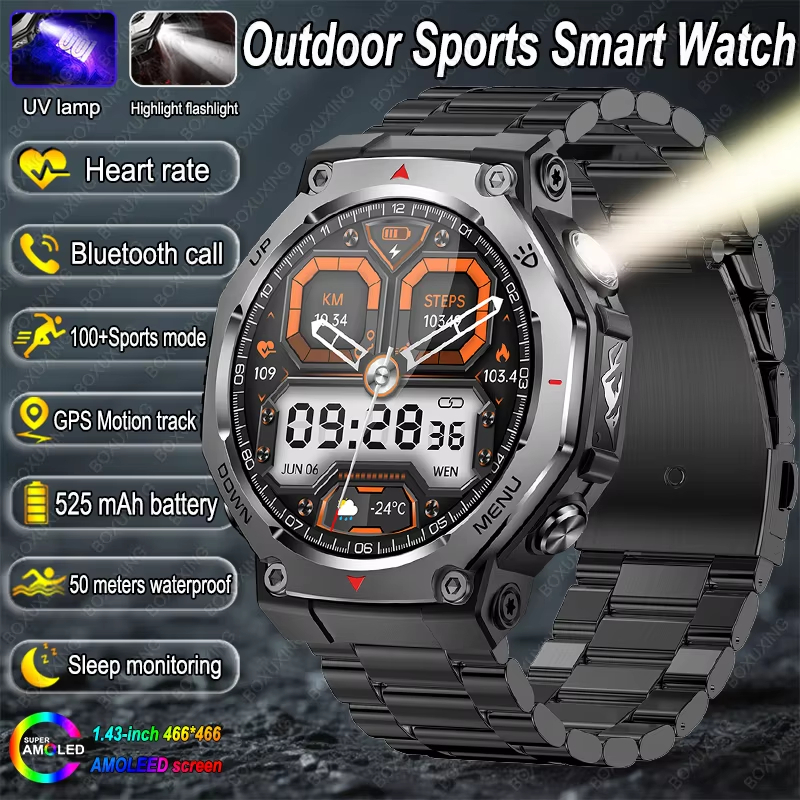 Novo Militar T-Rex 3 Ultra Smartwatch Relógio Inteligente Masculino AMOLED 5 ATM À Prova Dwaterproof Água GPS Esportes P
