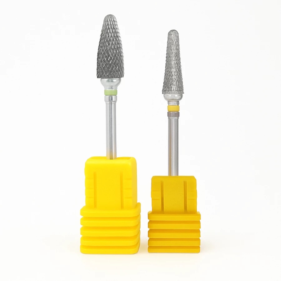 Kit 1/2pcs Brocas Para Unhas De Tungstênio – Formato Cônico , Base Amarela