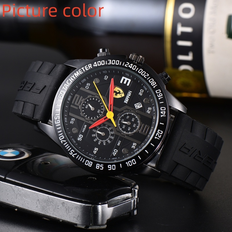 Relógio masculino relógio masculino moda relógio de quartzo de seis ponteiros relógio FERRARI relógio de marca superior