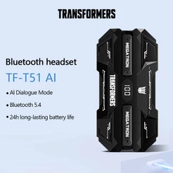 Transformadores TF-T51 AI Fones De Ouvido Bluetooth Jogos Alta Fidelidade Qualidade Som Até 24 Horas De Vida Útil Da Bat