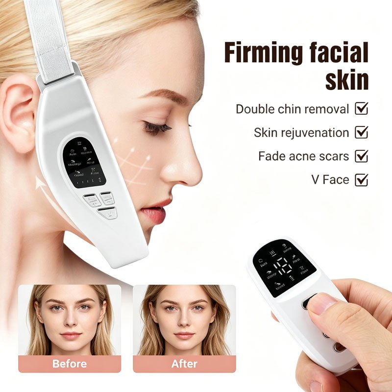 V Dispositivo De Levantamento Facial 6 Modos 18 Velocidade EMS Massagem De Emagrecimento Remoção De Queixo Duplo (Luz Vermelha/Azul) Com Controle Remoto Instrumento De Beleza Em Forma De