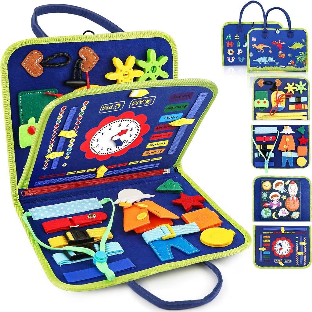 Brinquedos Maleta Sensoriais Básicos De Habilidades De Feltro Busy Board Brinquedos Sensoriais Educativos