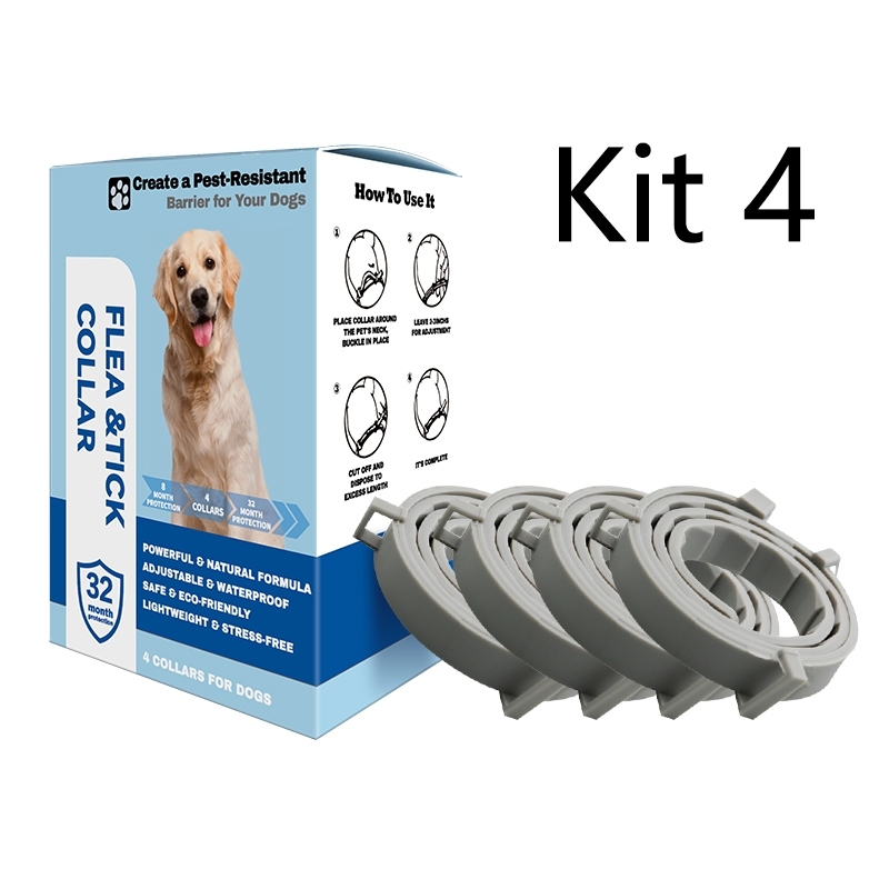 Kit 4 Coleira De Silicone Ajustável Para Cães E Gatos Evita Pulgas Carrapatos