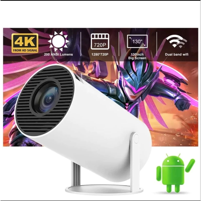 Projetor Inteligente Portátil HY300 Original Android 11 4K Ultra HD HDMI Wifi Bluetooth Alto-Falante Embutido