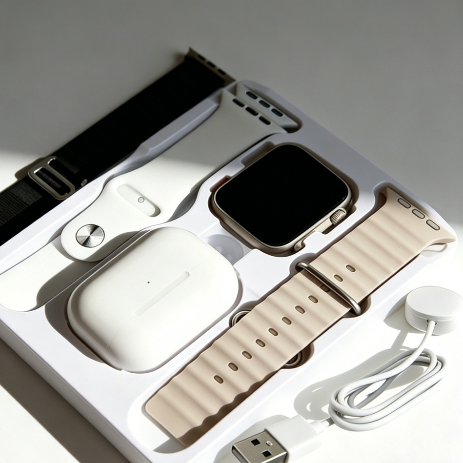 Kit De Smartwatch Relógio Inteligente Ultra T800 E Aparelho Auditivo Função De Monitoramento Cardíaco Calculadora Esport