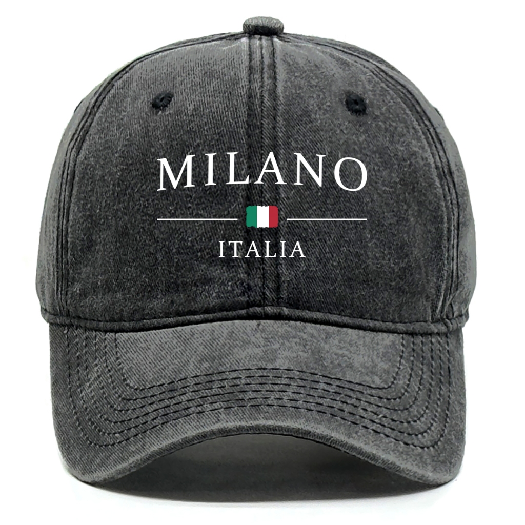 Boné De Beisebol Com " MILANO ITALIA " Impresso Ajustável Chapéu Cor Sólida Lazer Sol Para Esportes Ao Ar Livre Golfe Ac