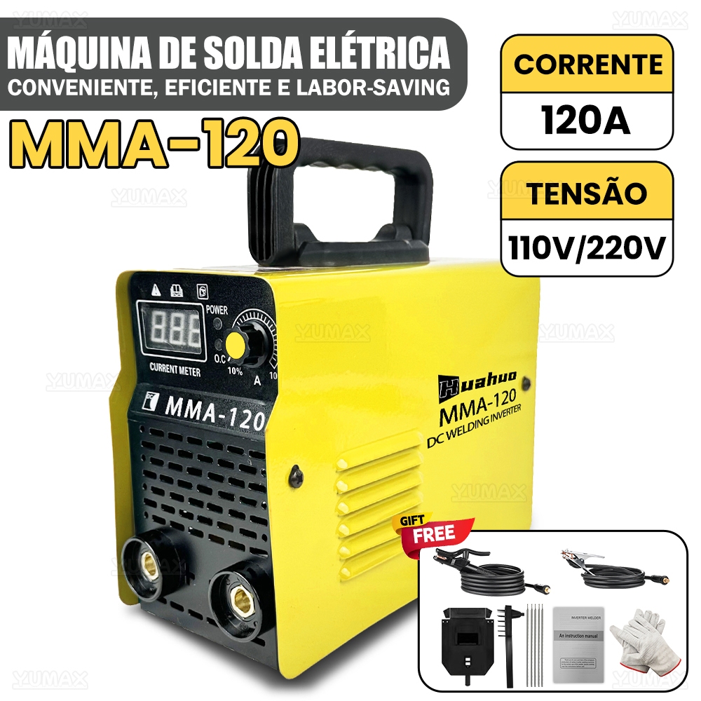 Máquina De Solda Inversora MMA-120 IGBT 220V/110V Tecnologia Display Digital Automático Portátil.