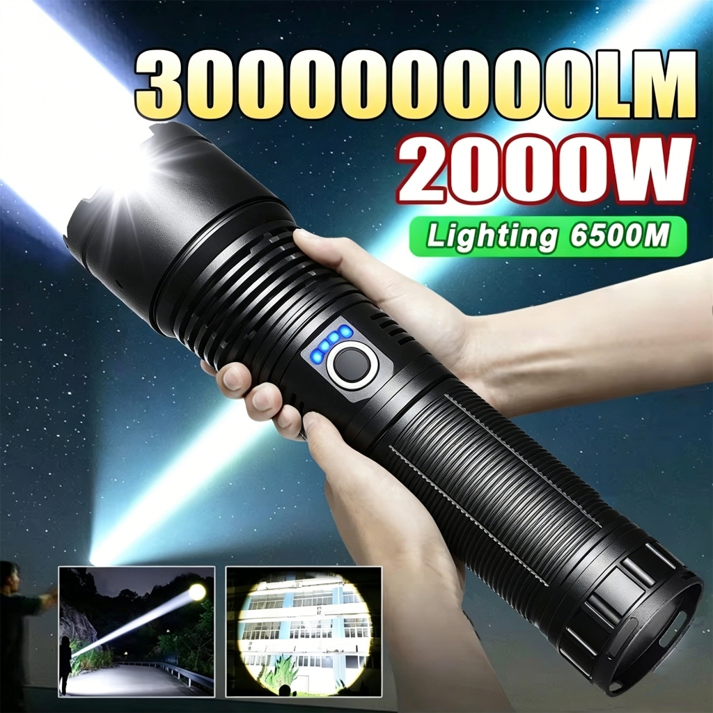 Lanterna mais poderosa forte luz táctica tocha  grande  luz recarregável tocha de longo alcance em Oferta na Shopee