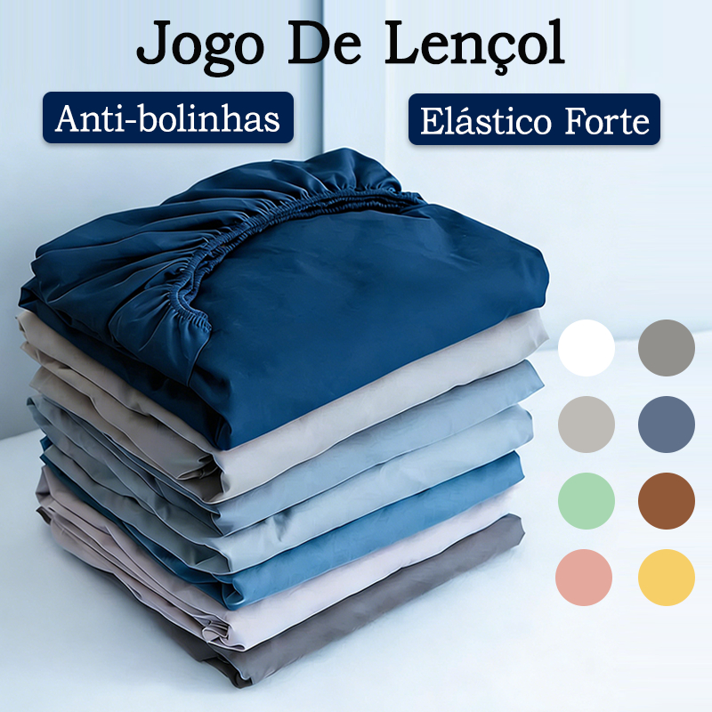 Jogo De Lençol 400 Fios Premium Com Elástico Tecido Liso Não Desbota Várias Cores Apronta Entrega