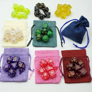 7 Dados de RPG e sacos, D&D Poliédricos D4 D6 D8 D10 D10% D12 D20 Para RPG De Mesa