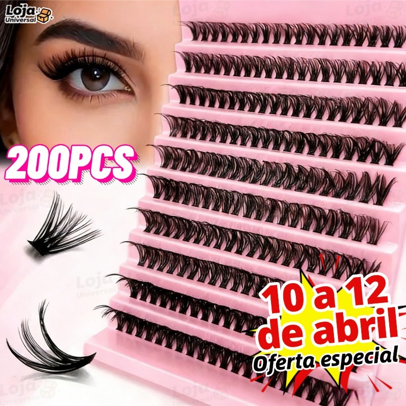 Kit De Pacotes De Cílios Postiços De Vison-200 Clusters De Volume 40D Individuais Para Extensões DIY-LU