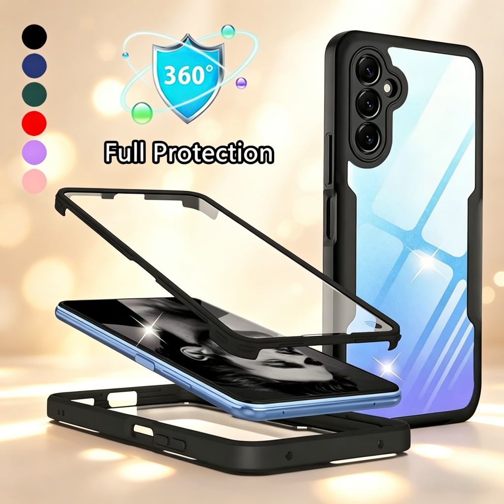 Capa protetora transparente 360 para Samsung Galaxy A07 A17 A37 A57 A06 A16 A36 A56 capa à prova de choque para celular