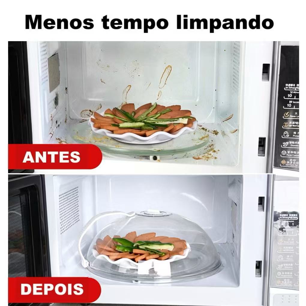 Tampa Para Microondas Protetor Alimentos Anti Sujeira Comida Com Válvula Alça De Plástico Pratos — imagem 2 de 2