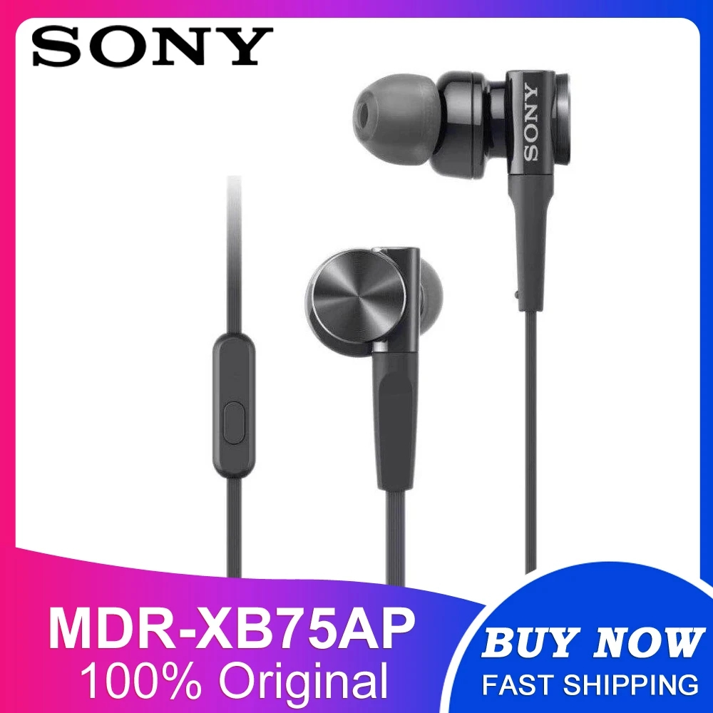 Sony Mdr-xb75ap Premium Extra Bass Fones de Ouvido Intra-Auriculares Microfone 3.5mm Estéreo Esporte Handsf