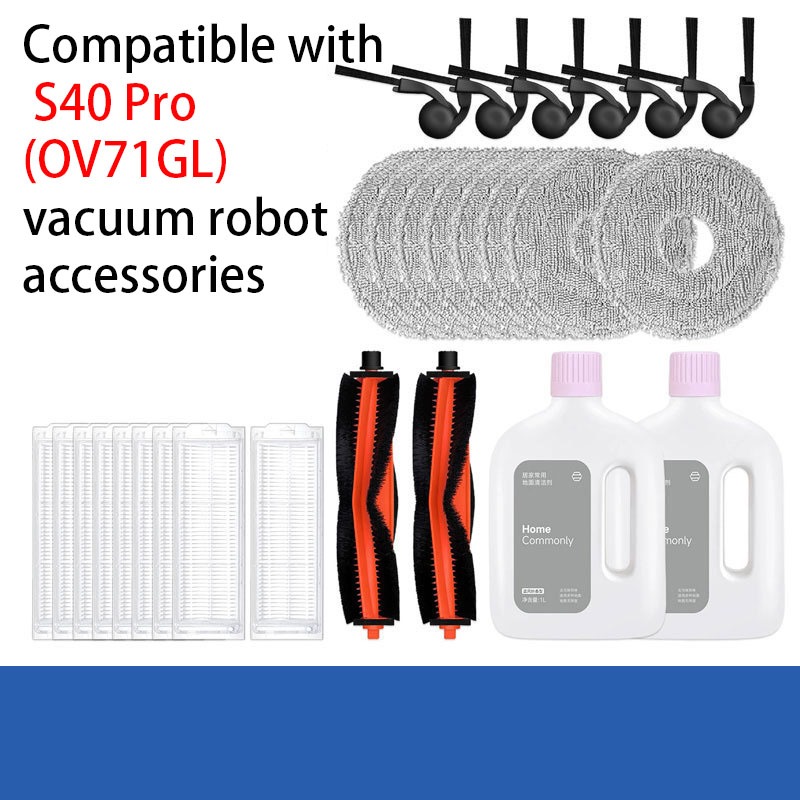 domay Compatível Com Acessórios Para Aspirador De Pó Robô S40 Pro Escova Principal OV71GL , Lateral , Filtro , Esfregão