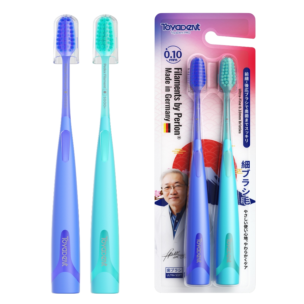Escova de dentes profissional TOYADENT PRO Alemanha Paronsi | 0.10mm cabelo macio ultrafino cabeça larga Design em forma