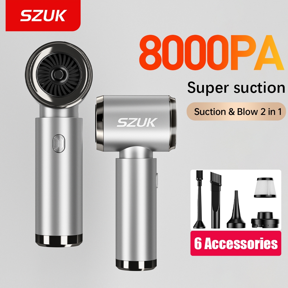 Aspirador de Carro Portátil 4 em 1 SZUK: Sucção potente, compacto e portátil, baixo ruído, com acessórios e filtro