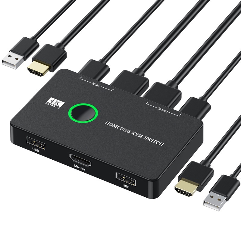 KVM Switcher HDMI 2 Portas Caixa USB E Switch Para 2 Computadores Compartilhar Teclado Mouse Impressora HD Monitorr